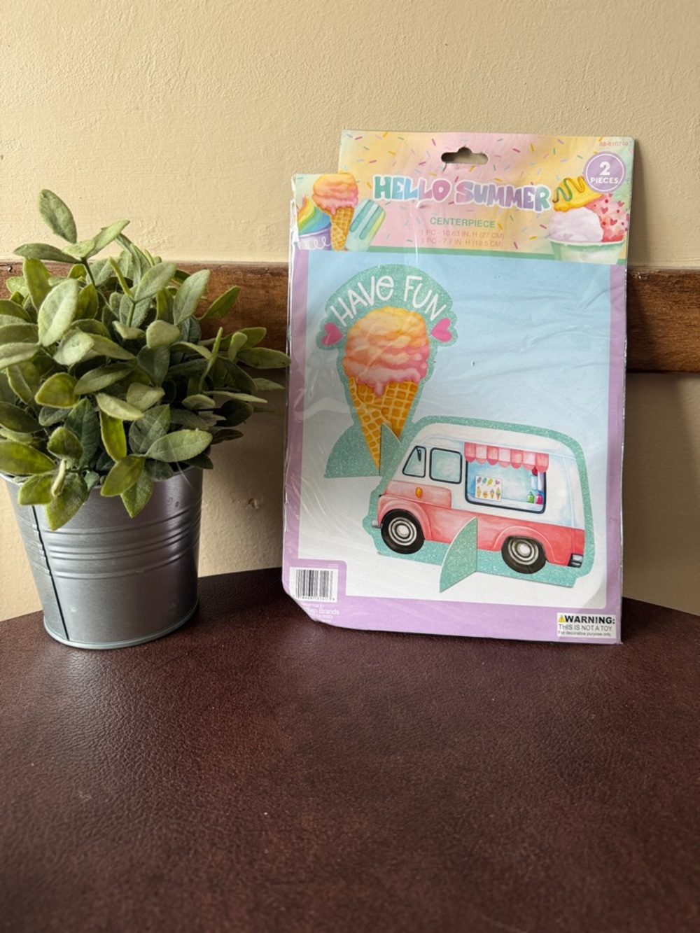 Hobby Lobby Hello Summer Ice Cream Truck & Cone Centerpiece - Pink, Teal, Yellow
